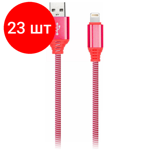 Комплект 23 шт, Кабель Smartbuy iK-512NS, USB(AM) - Lightning(M), для Apple, в оплетке, 2A output, 1м, красный дата кабель usb lightning smartbuy ik 512sp