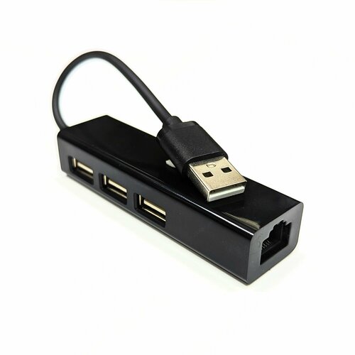USBHUB 4 в 1 Ethernet 3 x USB 20 RJ45 переходник LAN Интернет черный 649₽