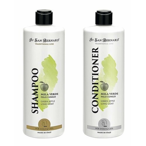 Iv San Bernard зеленое яблоко для длинной шерсти шампунь 500 мл + кондиционер 500 мл