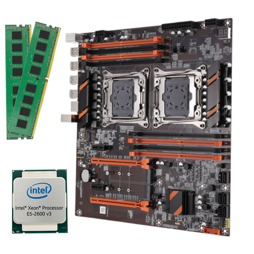 Двухпроцессорная материнская плата в комплекте с Atermiter X99 Dual Intel Xeon E5 2698 V3 32 ядра 64 потока 32 Гб 216 Гб DDR4 REG ECC 2400 МГц 3865000₽