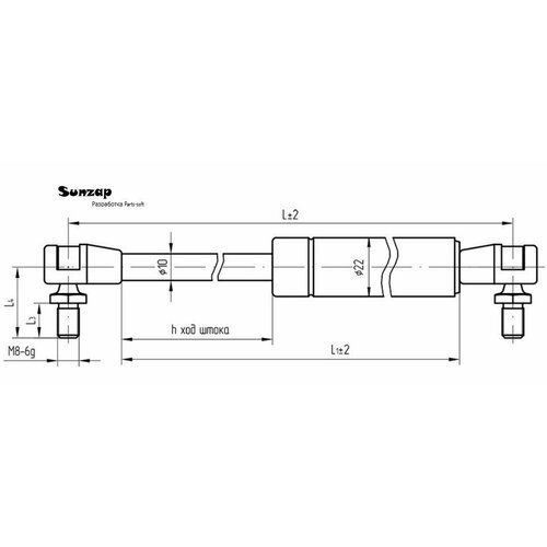 BELCARD 11.8407010-30 Амортизатор МАЗ-5440,6430 облицовки радиатора (пружина газовая, усилие F=320Н) гзаа