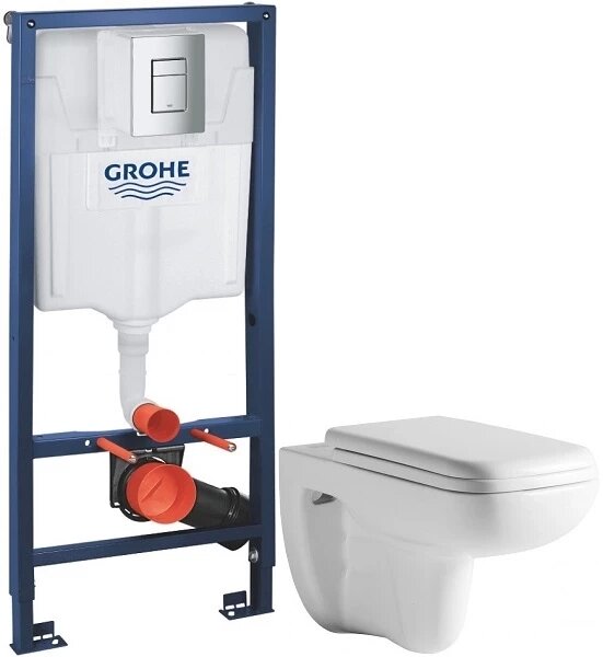 Комплект подвесной унитаз Orange C03-100W + система инсталляции Grohe 38772001