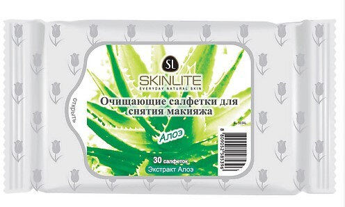 Очищающие салфетки для снятия макияжа Skinlite Алоэ, 30 шт