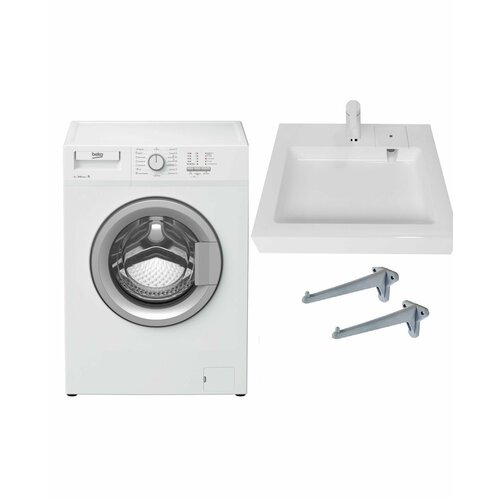 Стиральная машина Beko WRS 54P1 BSW и раковина над стиральной машиной Стандарт 50 3635000₽