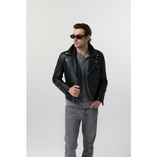 Кожаная куртка BRUNO ALTRO Косуха, размер 50, черный