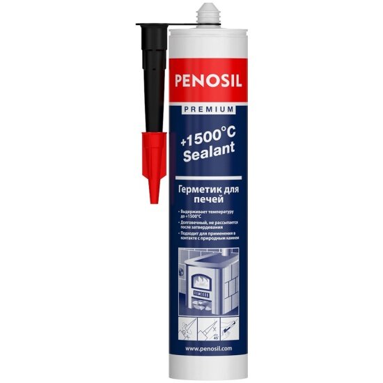 Герметик силикатный для печей и каминов Penosil Premium + 1500 °C Sealant, 280 мл, черный