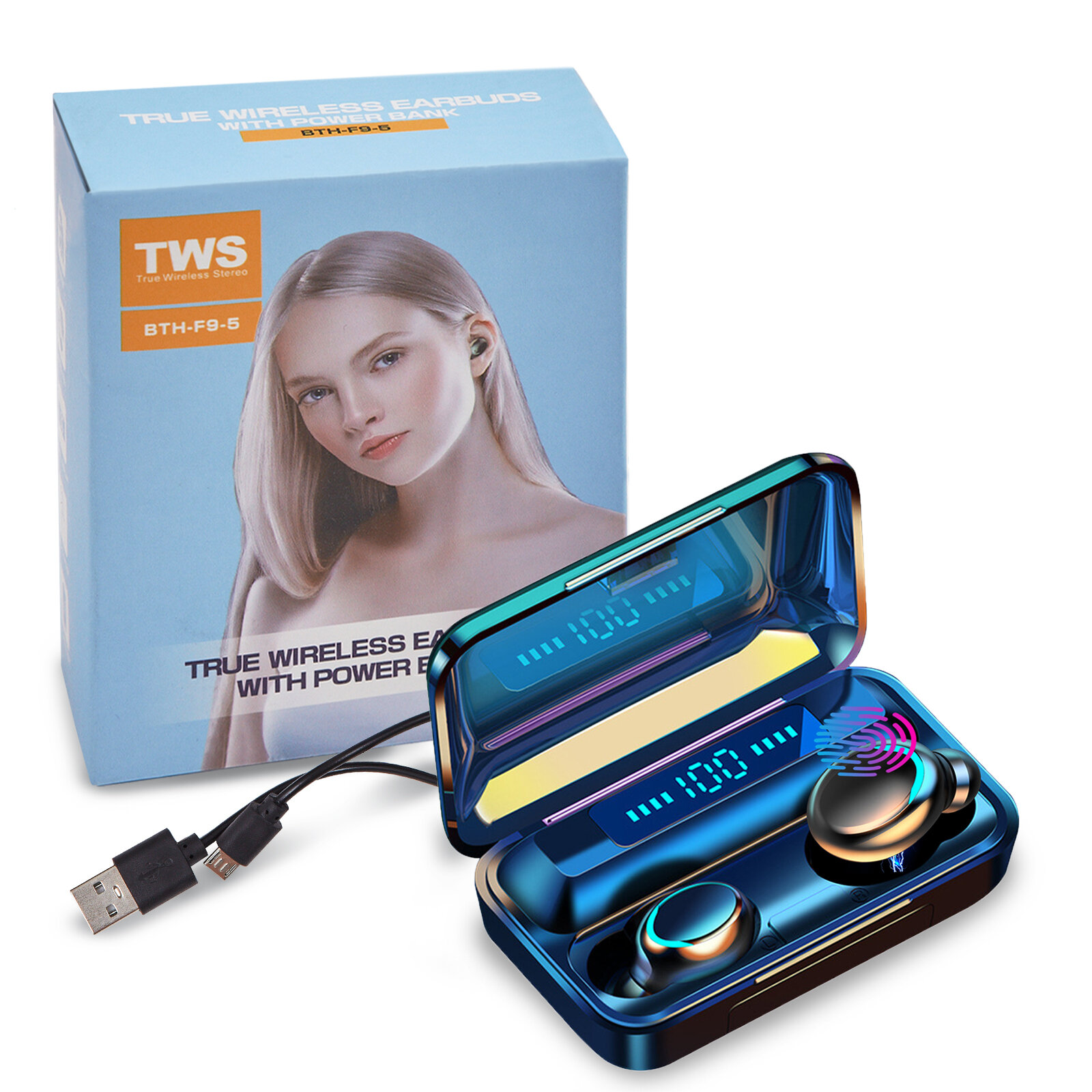 Беспроводные наушники F9, шумоподавление, сенсорное управление