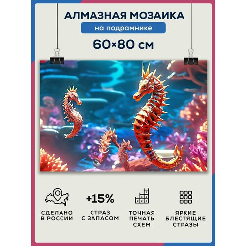 фото Алмазная мозаика 60x80 морской конек на подрамнике diamond canvas