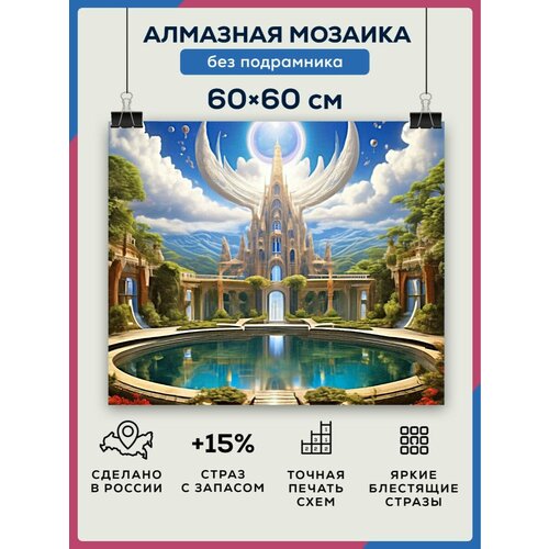 фото Алмазная мозаика 60x60 замок сказочный без подрамника diamond canvas