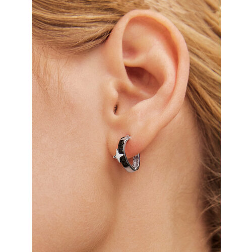 Серьги конго POKROVSKY, серебро, 925 проба, родирование, фианит, размер 10 мм, длина 1.3 см, , черный