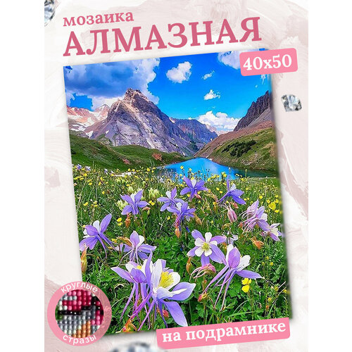 Алмазная мозаика «Альпийские луга», LG302 / 40х50 см / Полная выкладка / Холст на подрамнике / Картина стразами