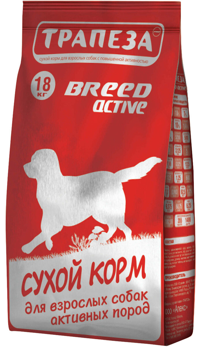 Трапеза BREED ACTIVE для активных взрослых собак всех пород (18 кг)