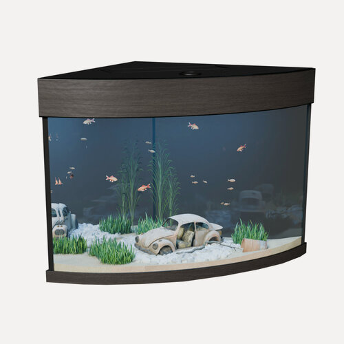 Изображение товара Аквариум 60 литров угловой с крышкой и освещением (46х46х44см) для рыбок
