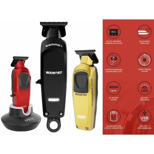 Gamma Boosted Профессиональный модульный триммер для бороды и окантовки с мощным роторным двигателем 8000 обмин и сменными крышками 23000₽