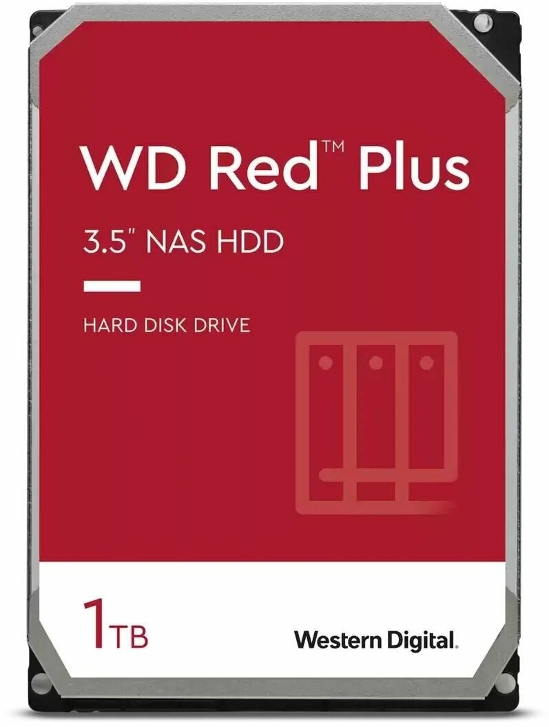 Жесткий диск Western Digital Red Plus WD10EFPX, 1Тб, 5400об/мин, 64МБ