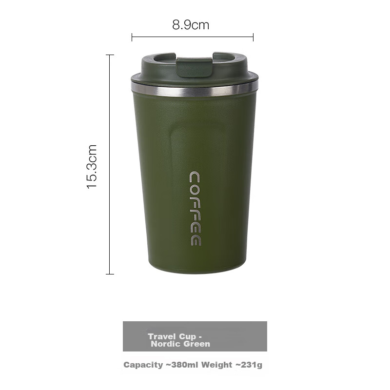 Youlaifu Coffee Mug, Large Capacity, Stainless Steel, with Lid, Insulated, Portable, for Takeout, Car Use, Travel, 380ml