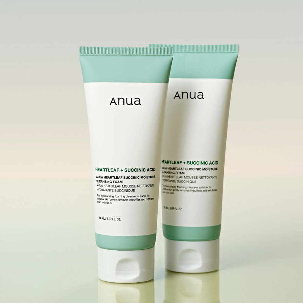 Гель-пенка для умывания с янтарной кислотой Anua Heartleaf Succinic Moisture Cleansing Foam, 150 мл — фото 1