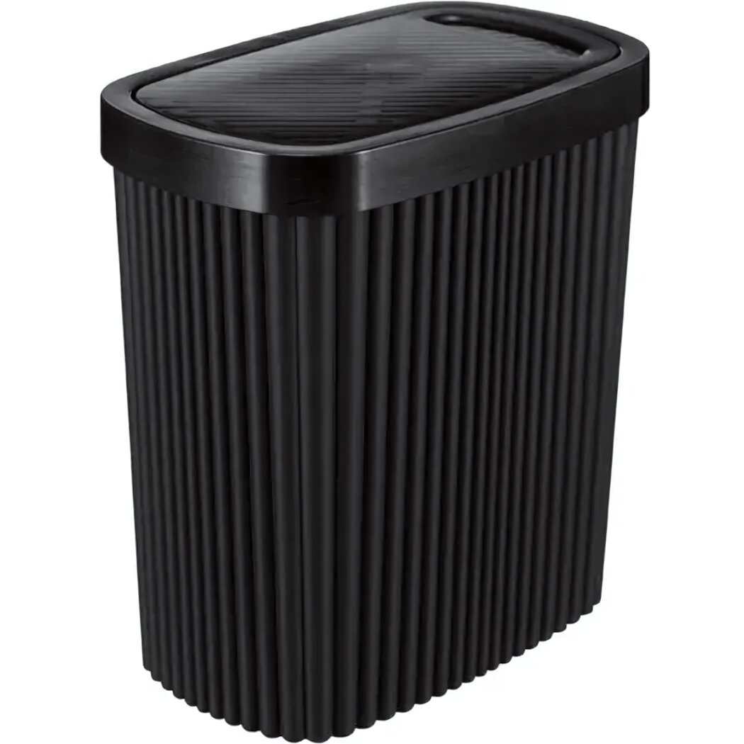 Контейнер для мусора «Velvet» 19л матовый пластик черный гранит 16х172см
