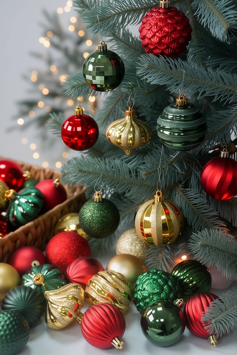 Набор ёлочных шаров из пластика новогодний кутюрье, коллекция 'Канун Рождества', 60-70 мм, упаковка 60 шт, Winter Deco 2000292