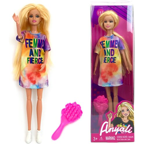 Кукла Anyali с длинными волосами, с расческой, шарнирная, 30 см