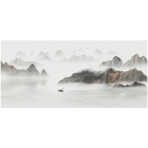 Фотообои Уютная стена Идиллический пейзаж горного озера 590х270 см Бесшовные Премиум (единым полотном)