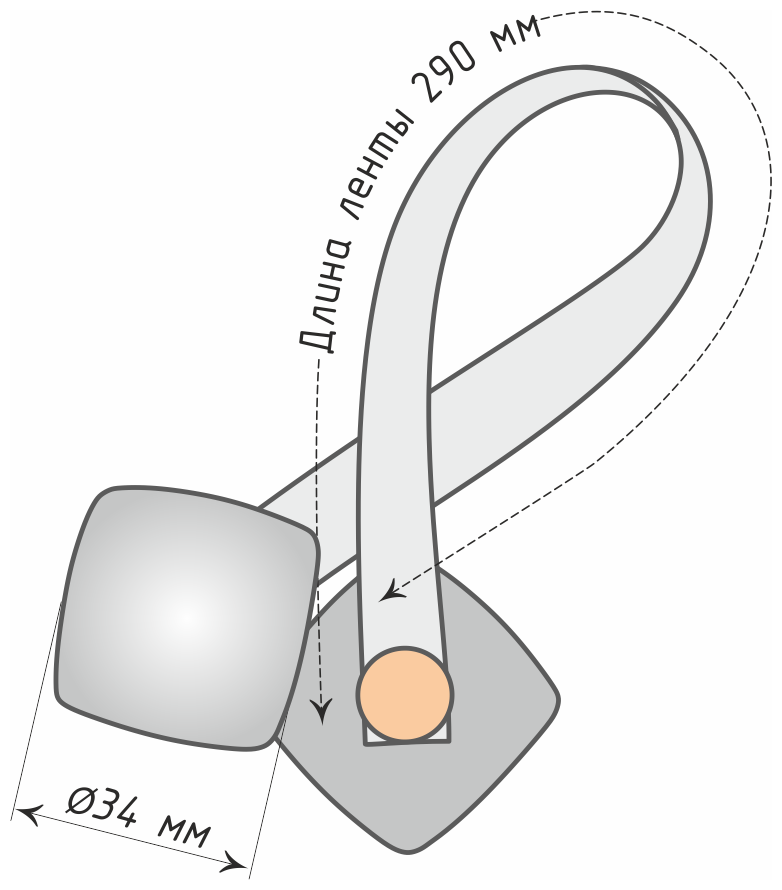 Магнит квадратный двусторонний размер 3,4 см для легкого веса штор с лентой 29 см, Пара (2 шт.) Хром - фотография № 2