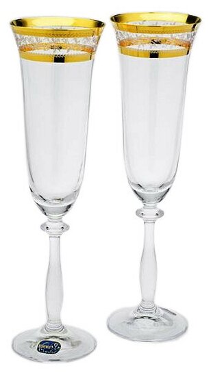 фото Бокал для шампанского 190 мл 1 шт Crystalex CZ s.r.o. "Анжела /Золотые листики" / 242149