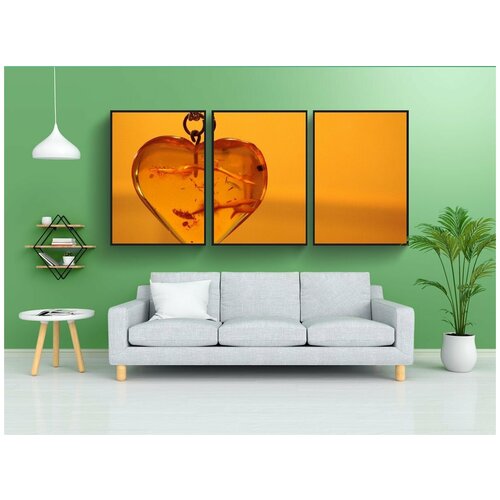 фото Набор модулных постеров для интерьера "сердце, янтарь, кулон" 60x90 см. в тубусе, без рамки lotsprints