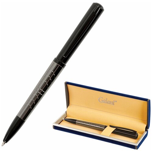 Ручка подарочная шариковая GALANT PUNCTUM, корпус черный/оружейный металл, детали черные, узел 0,7 мм, синяя, 143521