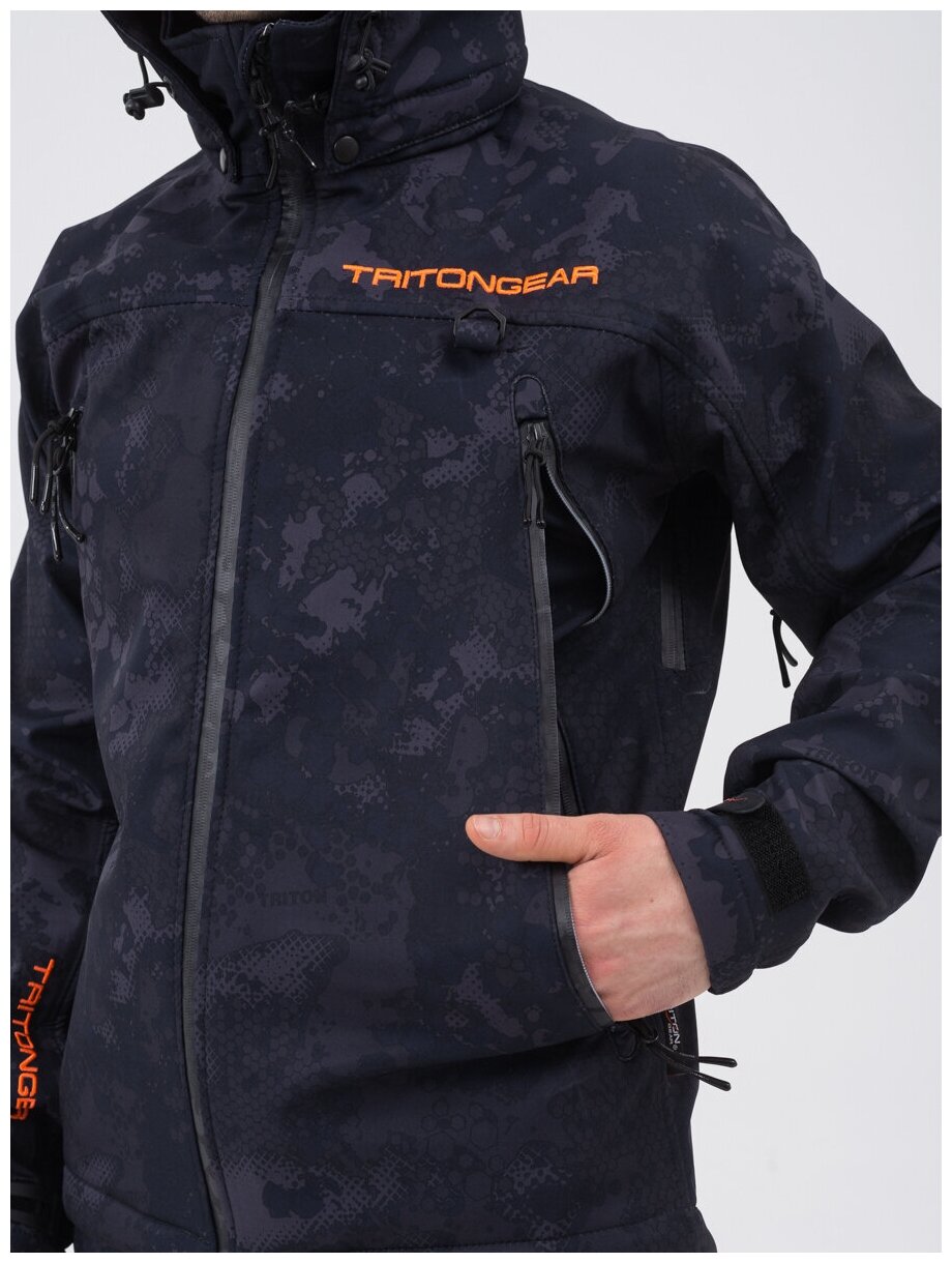 Костюм рыболовный мужской Triton PRO -5, SoftShell, серо-чёрный, 48-50, 182-188