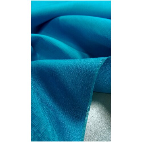 Ткань Шёлк плательно-костюмной группы цвета яркой лазури Италия ткань шерсть плательно костюмной группы тёмно синего цвета в белую полоску италия
