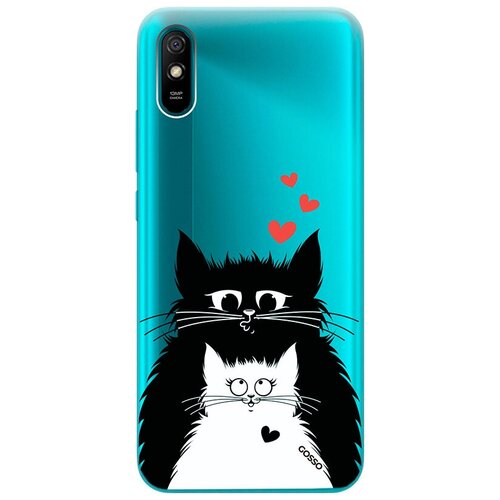 фото Ультратонкий силиконовый чехол-накладка clearview 3d для xiaomi redmi 9a с принтом "cats in love" gosso