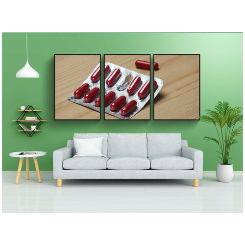 фото Набор модулных постеров для интерьера "красный, капсула, медицина" 60x90 см. в тубусе, без рамки lotsprints