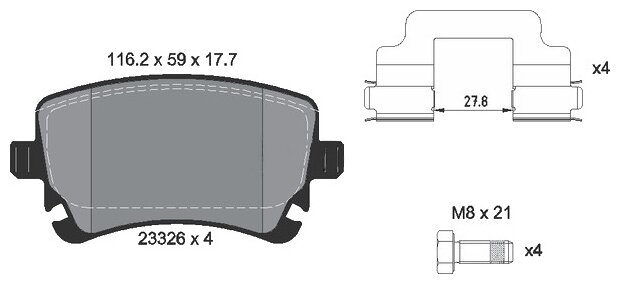 Дисковые тормозные колодки задние Textar 2332601 (4 )