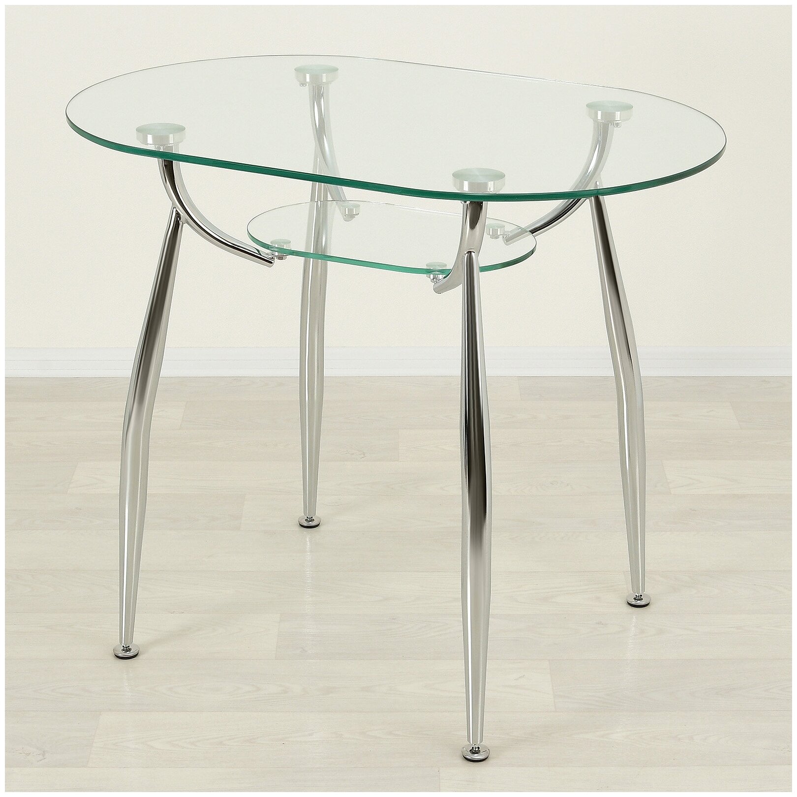 Стеклянный стол овальный Вокал-23 прозрачный/хром (900х600)