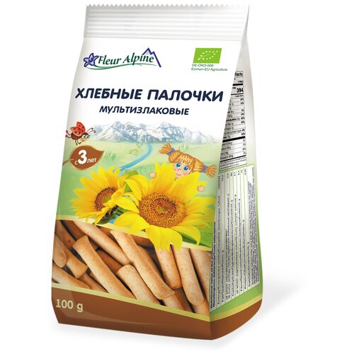 Снэк Fleur Alpine хлебные палочки мультизлаковые, с 3 лет, 100 г, 1 шт.