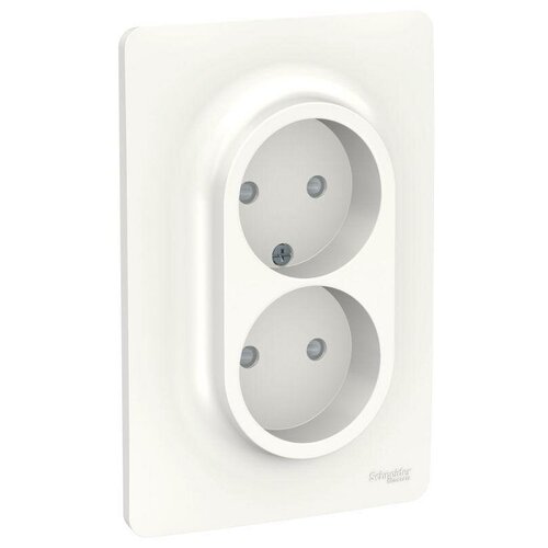 фото Розетка 2-м unica new защ. шторки без заземл. винт. зажим. бел. sche nu206318 schneider electric