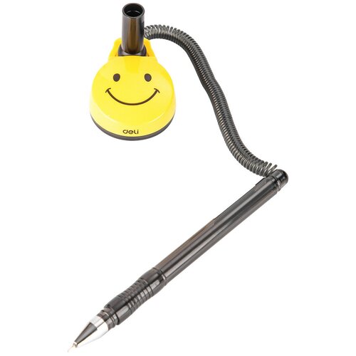 Ручка шариковая автоматическая Deli EQ50-BK черный/прозрачный диаметр 0.7мм черные чернила (1 штука) на подставке резиновая манжета