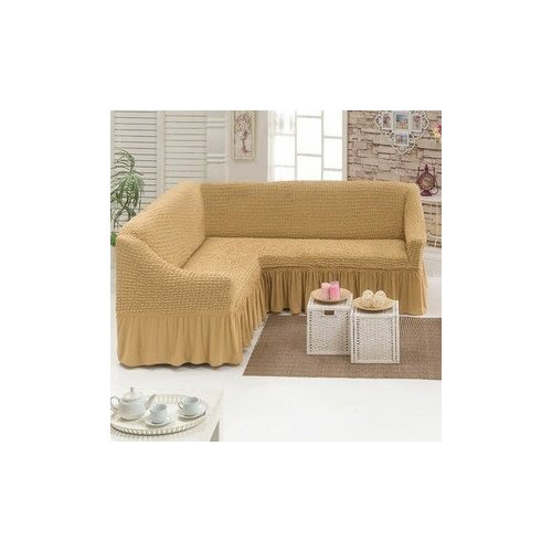 фото Чехол на мягкую мебель, угловой диван, цвет: бежевый karbeltex