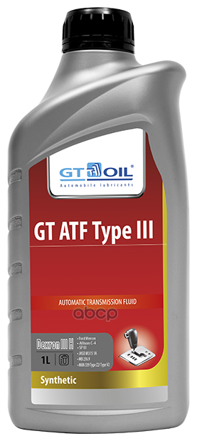 Масло Трансмиссионное Gt Oil 1л Синтетика Gt Atf Type Iii Dexron Iii GT OIL8809059407776