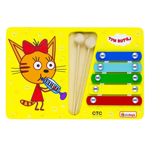 Купить Игрушка для детей интерактивная развивающая Металлофон Карамелька (Три кота)(деревянная), Alatoys, дерево/металл, unisex