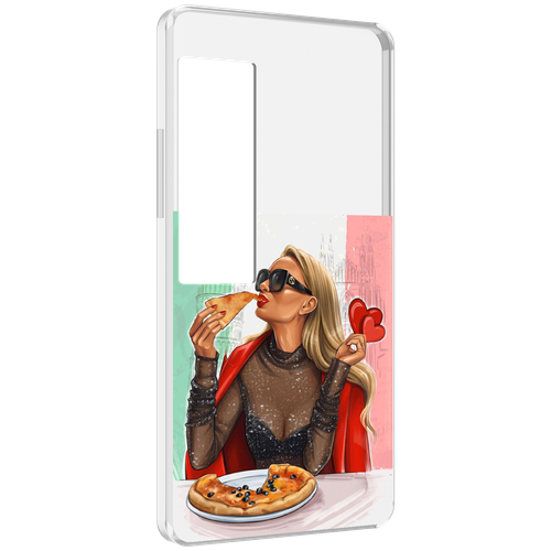 Чехол MyPads любительница-пиццы женский для Meizu Pro 7 Plus задняя-панель-накладка-бампер