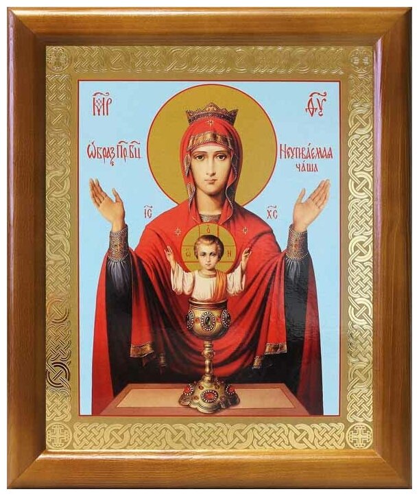 Икона Божией Матери "Неупиваемая Чаша", рамка 17,5*20,5 см