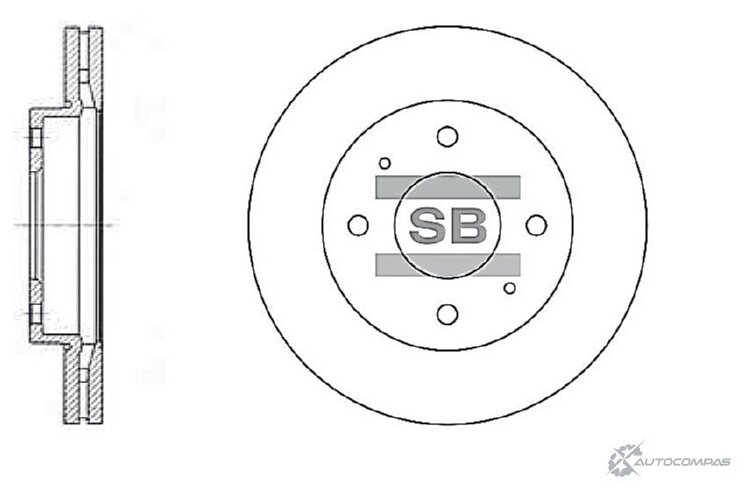 Диск тормозной передний вентилируемый SANGSIN SD2005