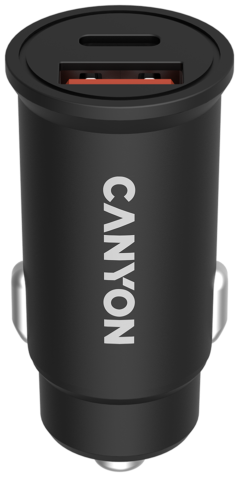 Зарядное устройство автомобильное Canyon CNS-CCA20B03 USB-A/C, черный - фото №1