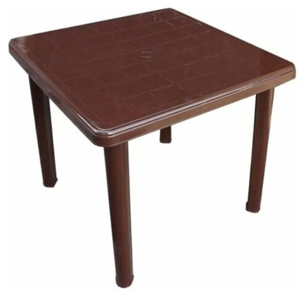 Стол квадратный пластиковый 130-0019, 800х800х710мм, цвет шоколад - фотография № 2