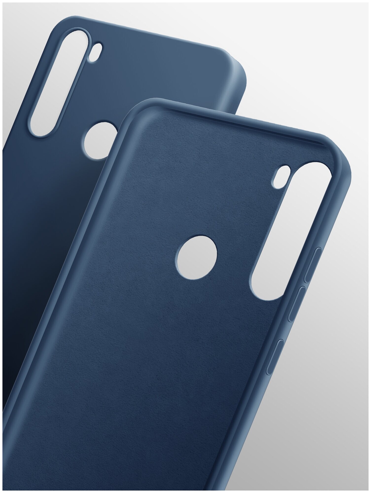 Силиконовый чехол BoraSCO Soft Touch с микрофиброй для Xiaomi Redmi Note 8 синий - фото №1