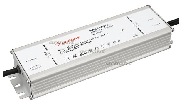 Блок питания ARPV-UH12240-PFC (12V, 20.0A, 240W) (Arlight, IP67 Металл, 7 лет)