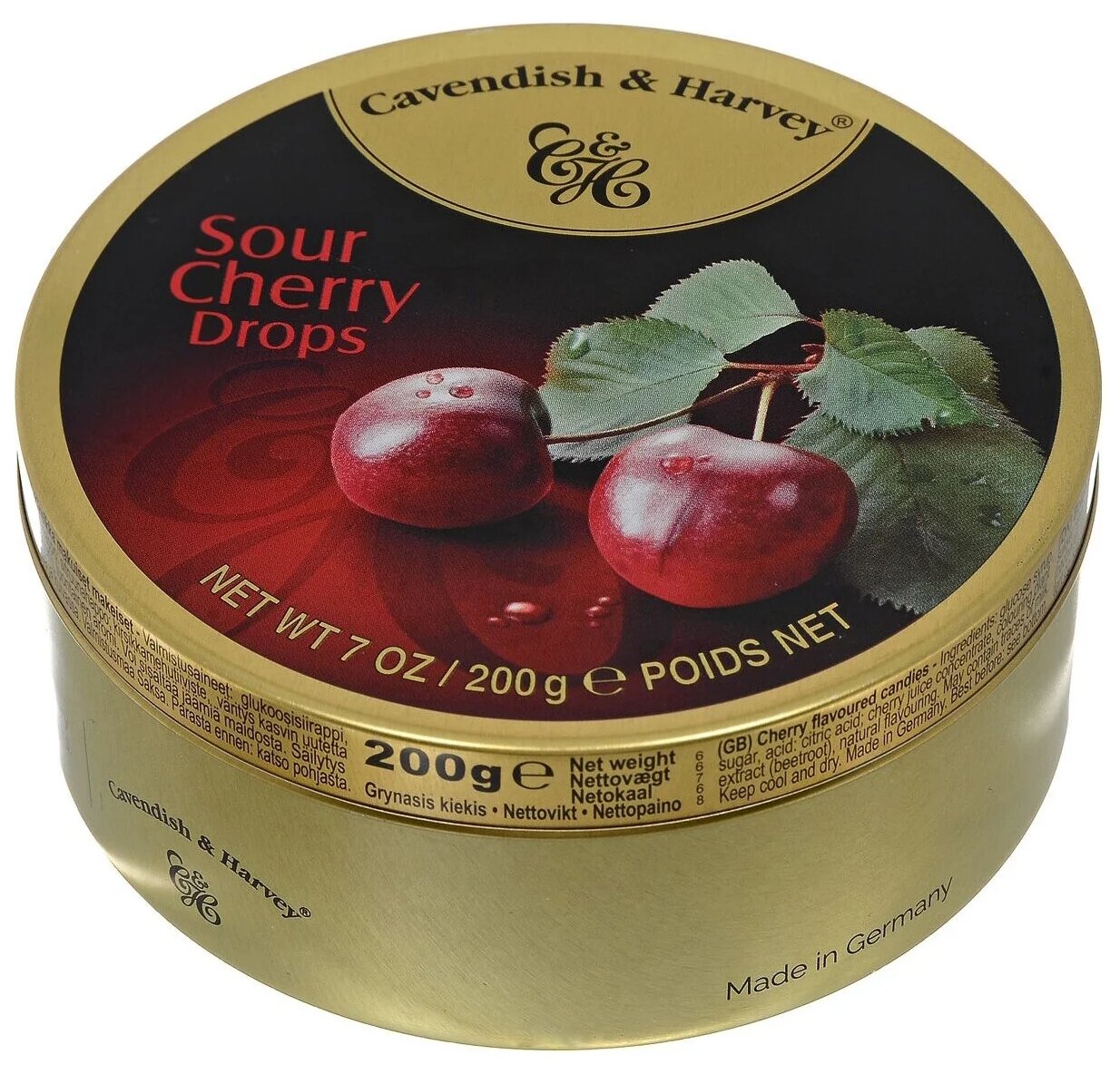 Cavendish & Harvey леденцы Sour Cherry Drops 200г - фотография № 2