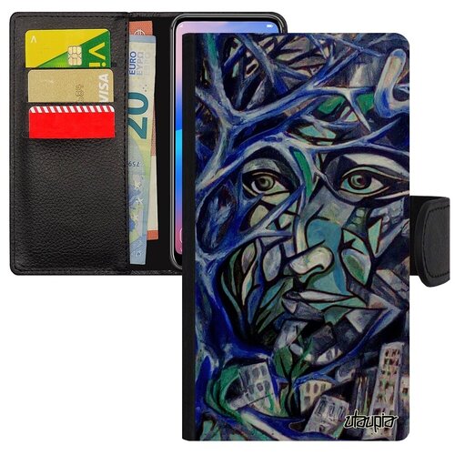 фото Дизайнерский чехол-книжка на смартфон // iphone 8 // "взгляд" стиль впечатление, utaupia, бирюзовый